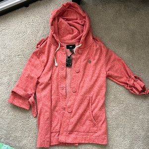 Vintage OBEY Red Short Sleeve Hooded Jacket
